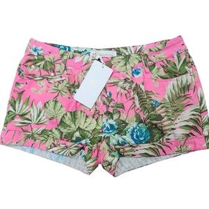 MJ Designer Pairs Leaf & Floral Print Pink Jean Shorts large